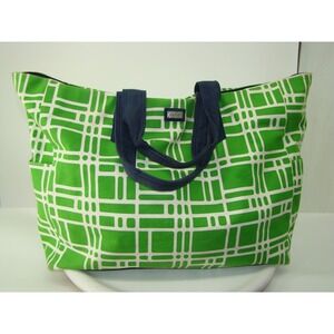 Ame & Lulu Green & Navy Blue Large Beach Bag Tote Bag 25" X 15" X 7"   DB5